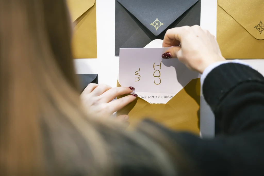 Soirée des vœux Louis Vuitton - vœu dans une enveloppe dorée par Event Machine